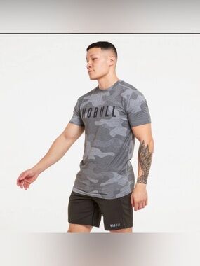 Man T-Shirt Camo Gray NOBULL Size Large
